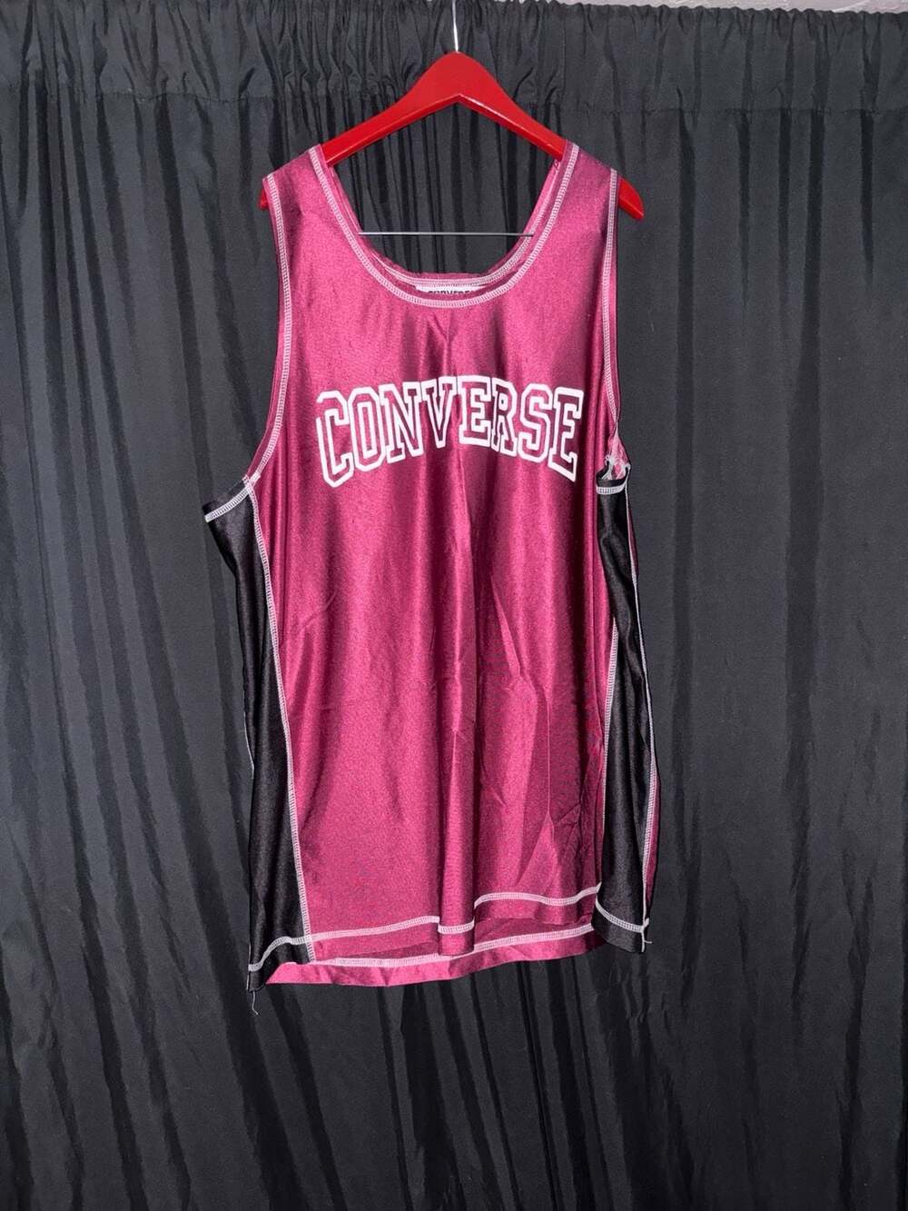 Vintage Converse Basketball Jersey Tank Top Maroon Black Made in USA Size XL